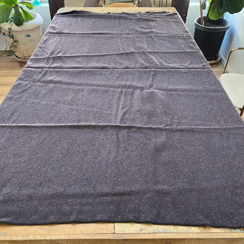 Wool Blanket Dark Purple 62 x 75" Dense Weave Utility or Camp Blanket